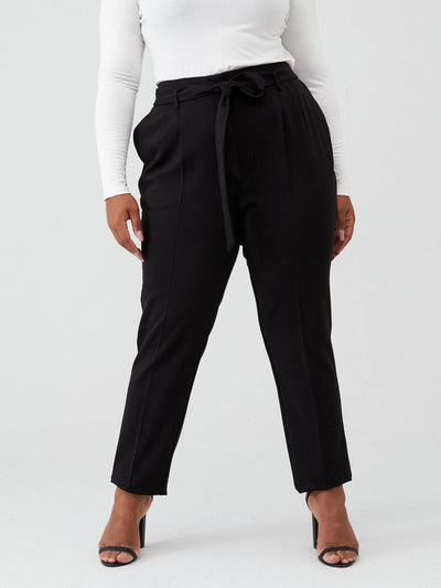 Womens Tie Waist Tapered Trouser - Black. UK16 **** Ref 385