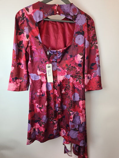 Chi Chi London Womens Drape Detail Floral Midi Dress Size 12 **** V286