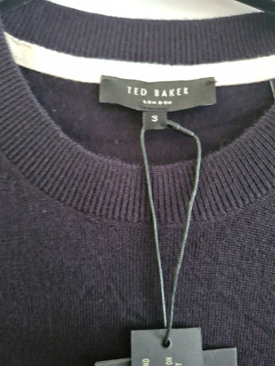Ted Baker Knitted Crew Neck Jumper Navy Size 3 BNWT Ref****V500
