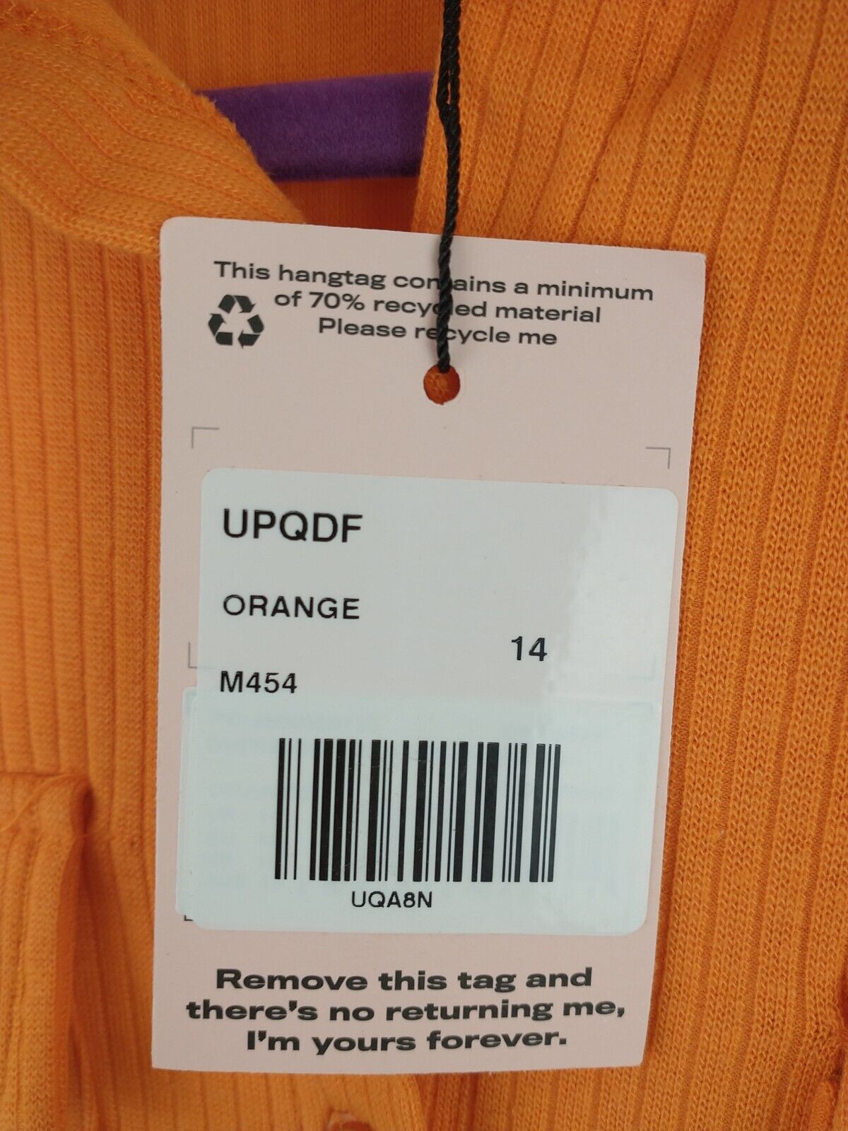 Missguided oversized rib Orange Jumper midi Dress. UK 14 ****Ref V332