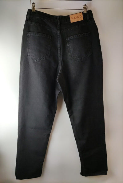 Na-kd High Waist Side Slit Denim Jeans. Black. UK 10. ****V177