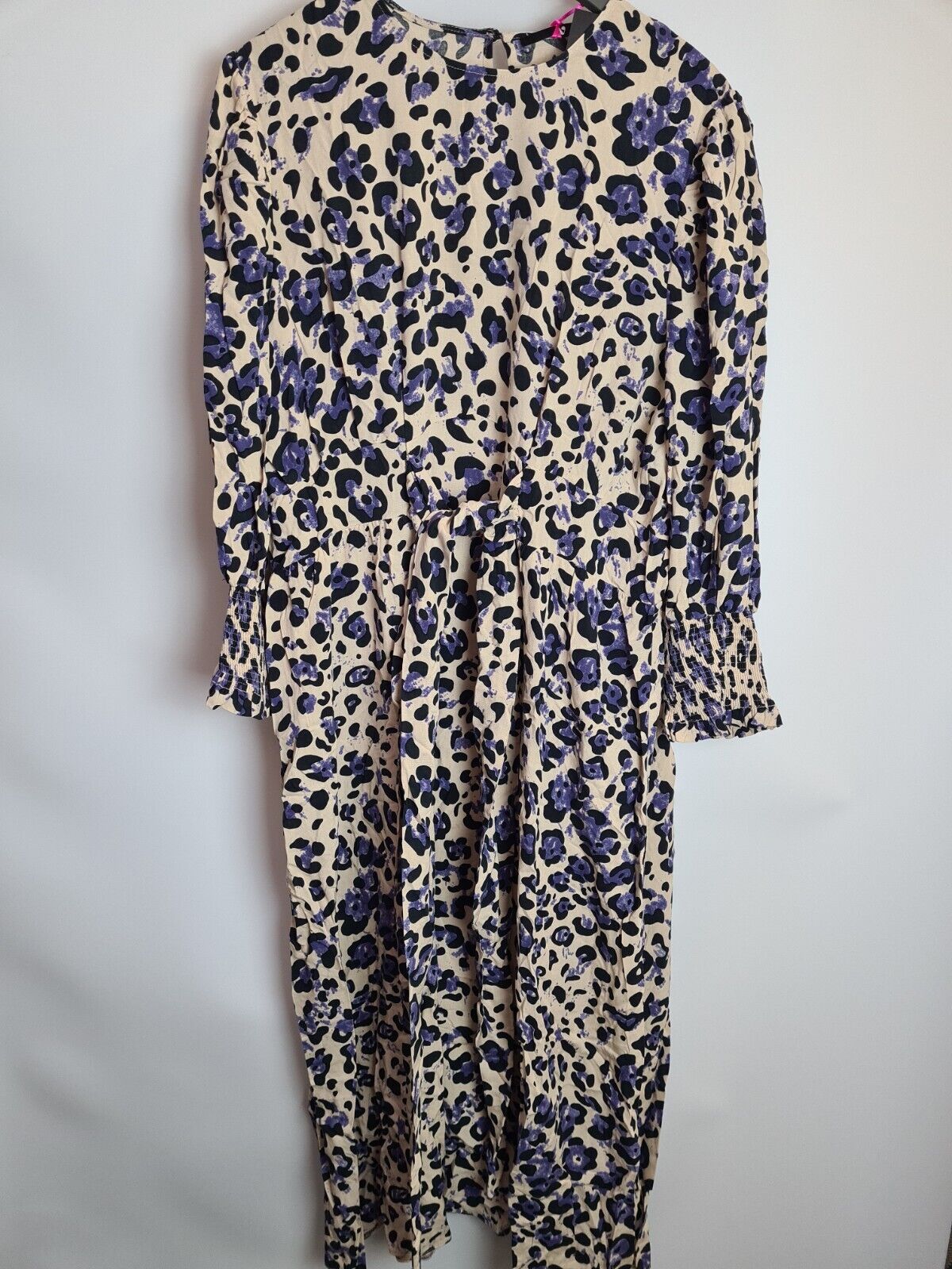 Animal Print Tie Waist Midi Dress- Long Sleeve Size 14 **** V545