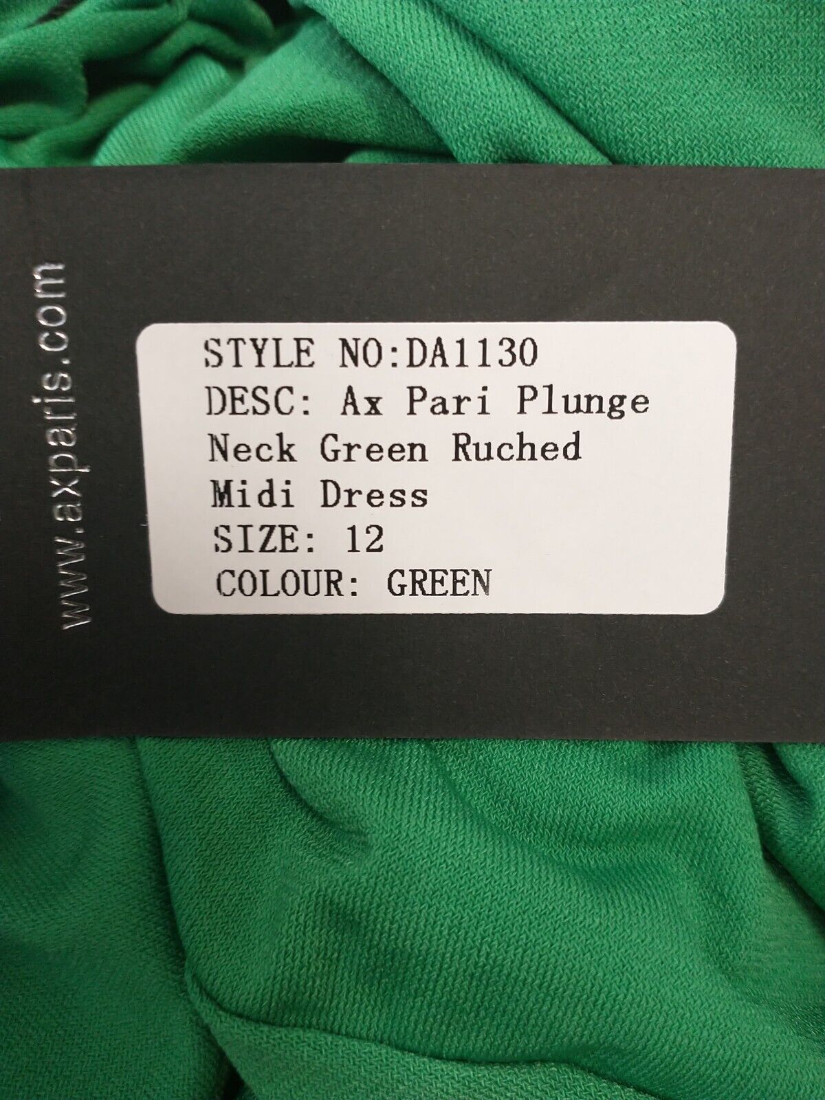 Ax Paris Green Ruched Bat Wing Plunge Dress Size UK 12 **** V28