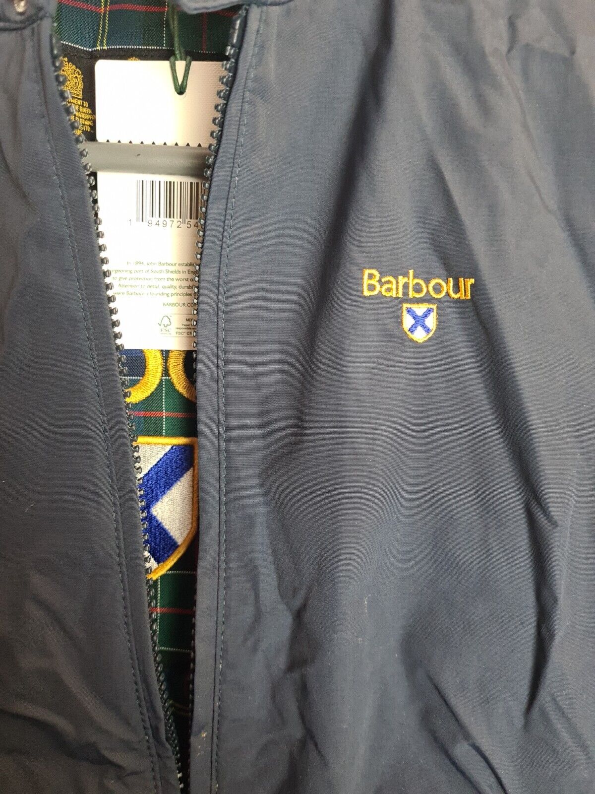 Barbour Boys Crested Royston Navy Casual Jacket Size 8-9 Years **** V228