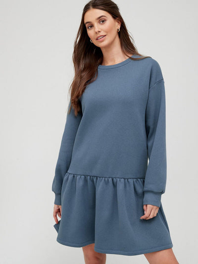 Frill Hem Sweater Dress - Blue. UK Size 10  **** V543