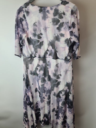 YOURS LONDON Curve Pink Marble Print Wrap Dress Size 18 **** V31Q