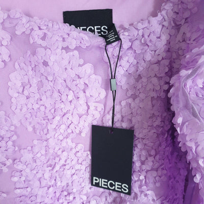 Pieces Square Neck Textured Dress Lilac UkS****Ref V28