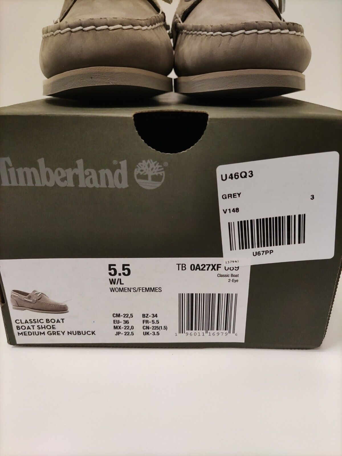 Timberland Classic Boat Shoe. Grey Nubuck. 3.5. ****RefVS1