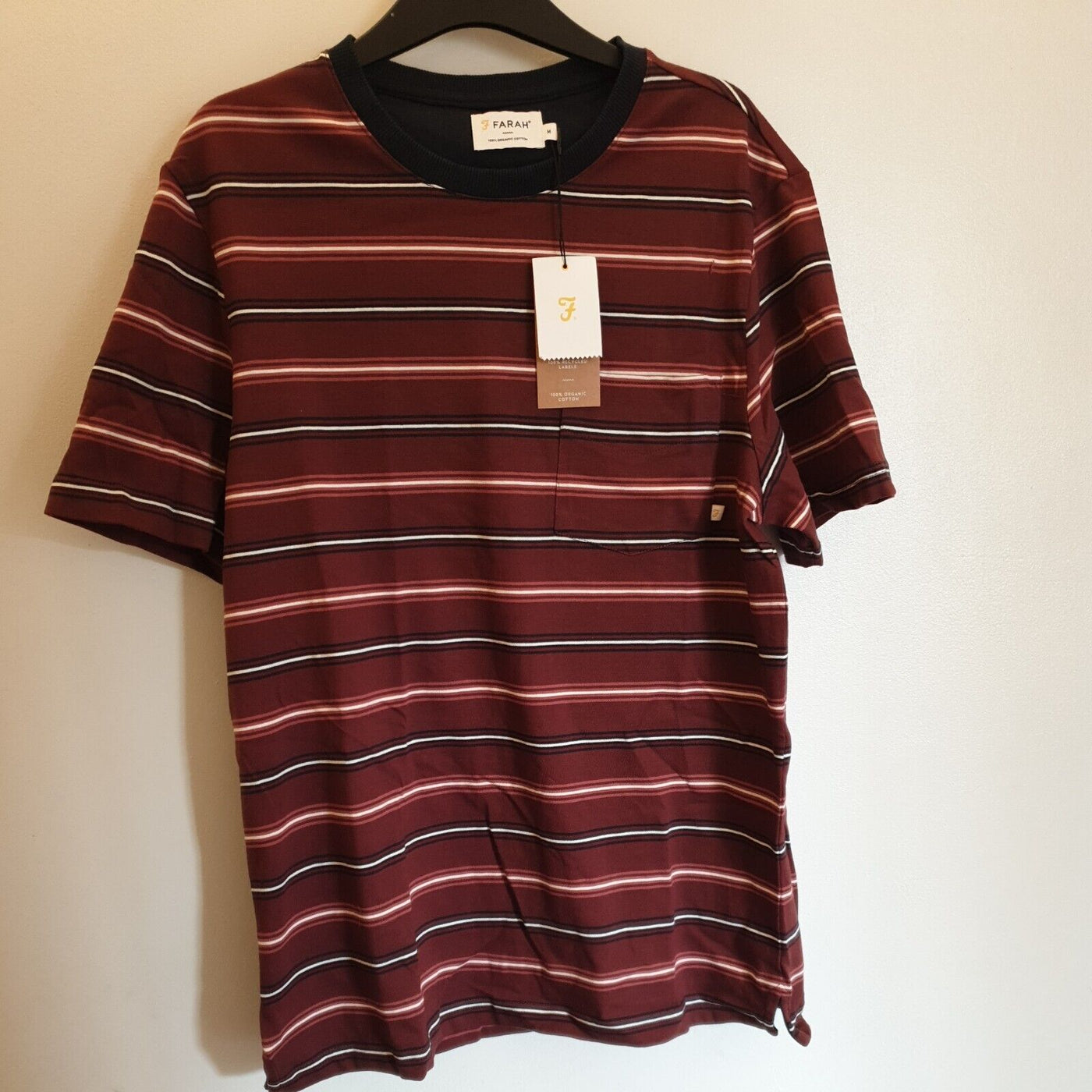 Farah Duncan Stripe Tshirt Burgundy Size M ****Ref V273