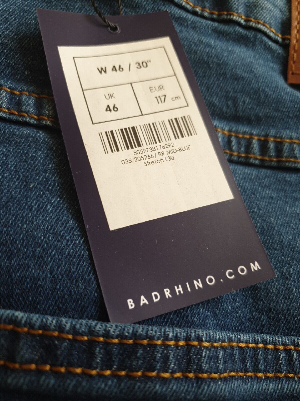 Badrhino Big & Tall Stretch Jeans Mid- Blue Uk46****Ref V436