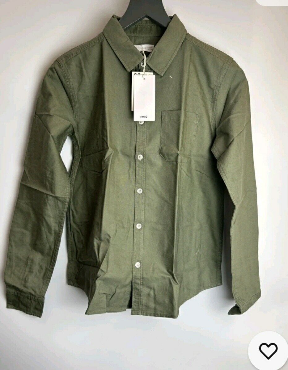 Mango Essentials Green Cotton-Blend Shirt Size XXS **** V555