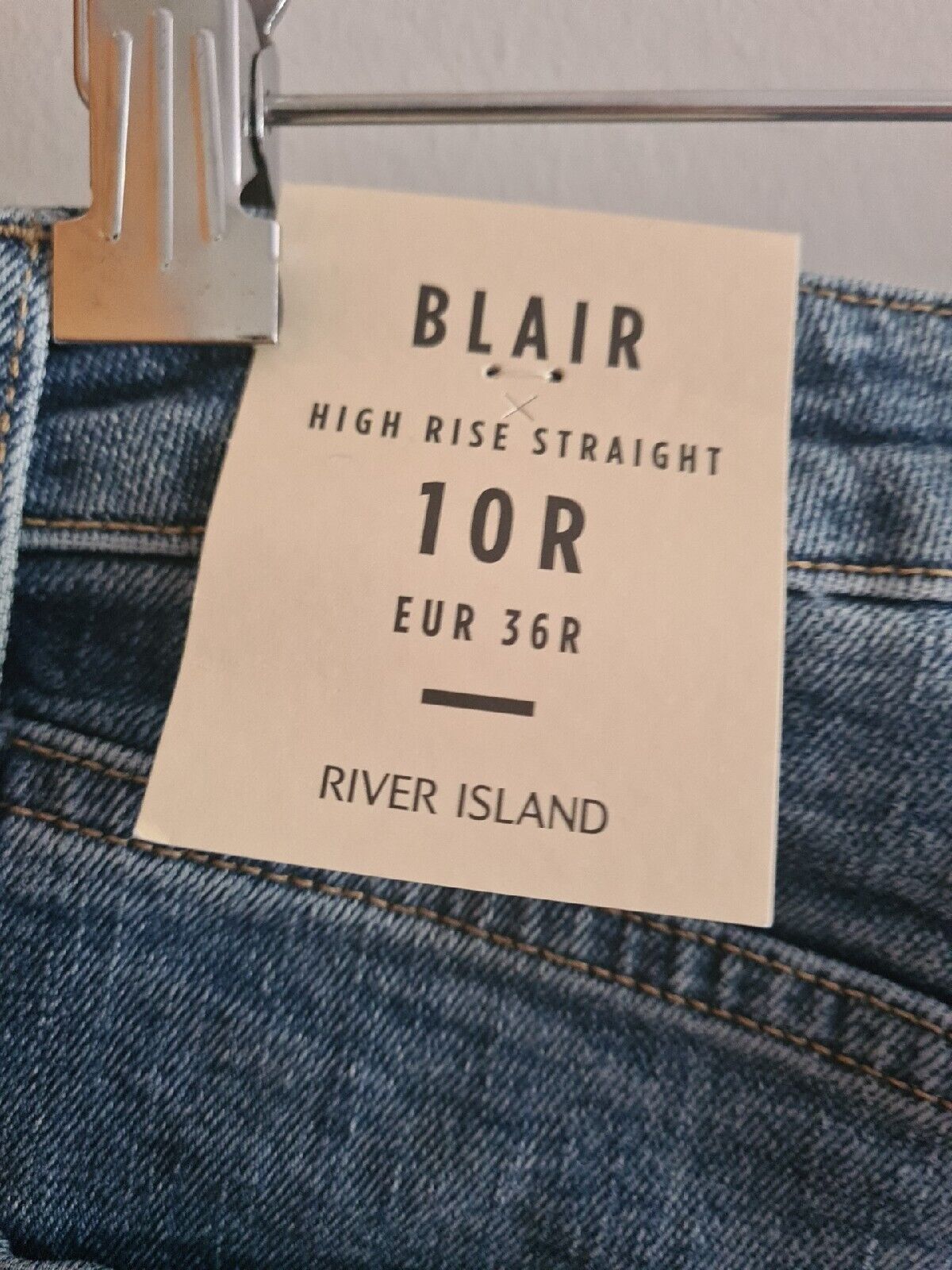 River Island Blair High Rise Straight Raw Hem Jeans Size 10R BNWT Ref****V500