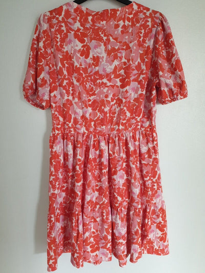 Summer Dress Red Print Uk12****Ref V412