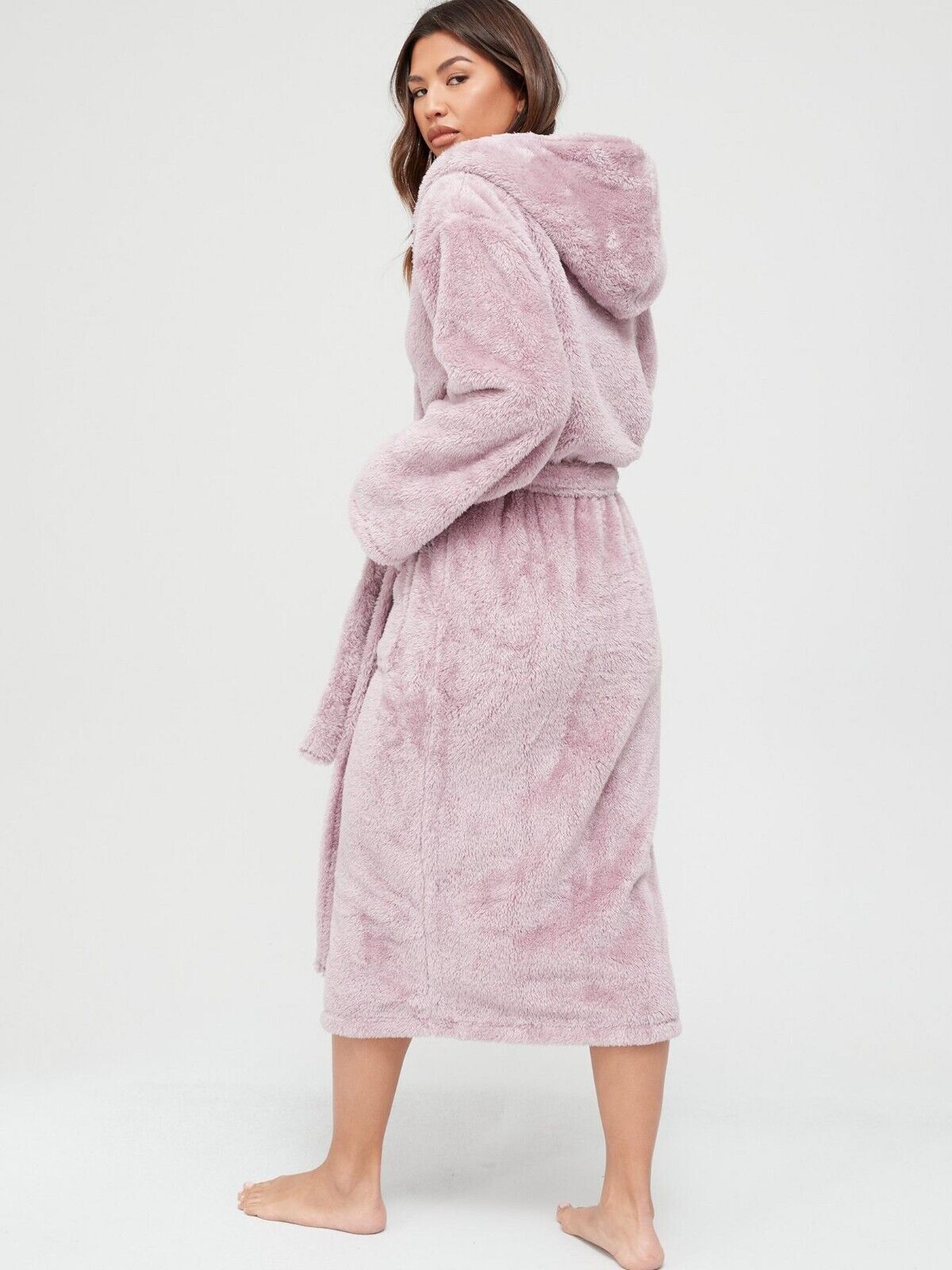 Longline Hooded Dressing Gown - Heather. UK M **** Ref V75D