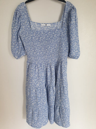 Light Blue Floral Print Dress UK 12 *** SW10