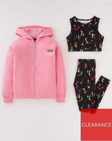 Girls 3 Piece Zip Hoodie Paint Splash Active Set Size 12 Years **** V462