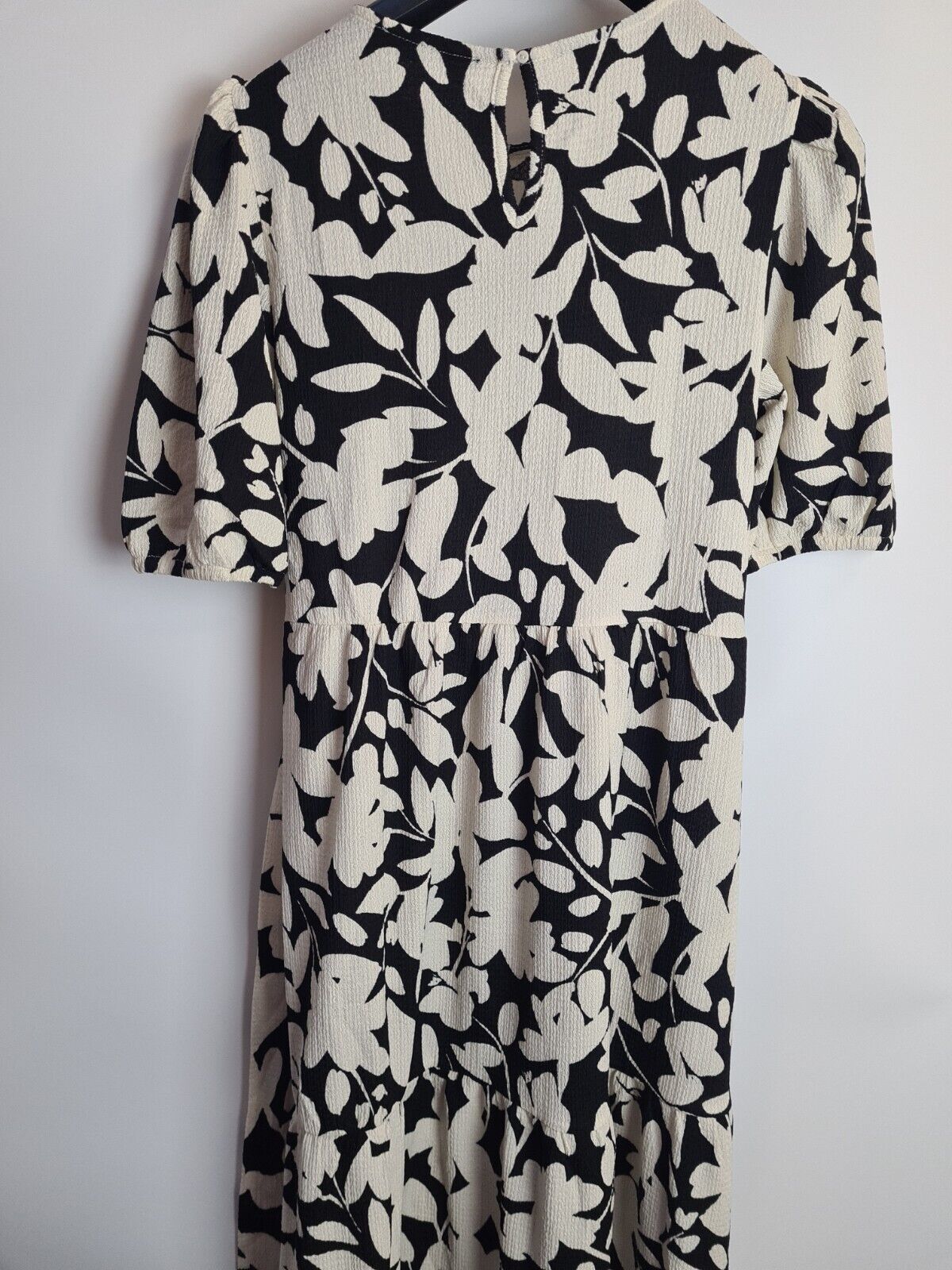 Womens Black And White Floral Tie Waist Dress Size 14 **** V298