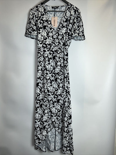 Missguided Black/White Wrap Dress. UK 12 ****Ref SW17