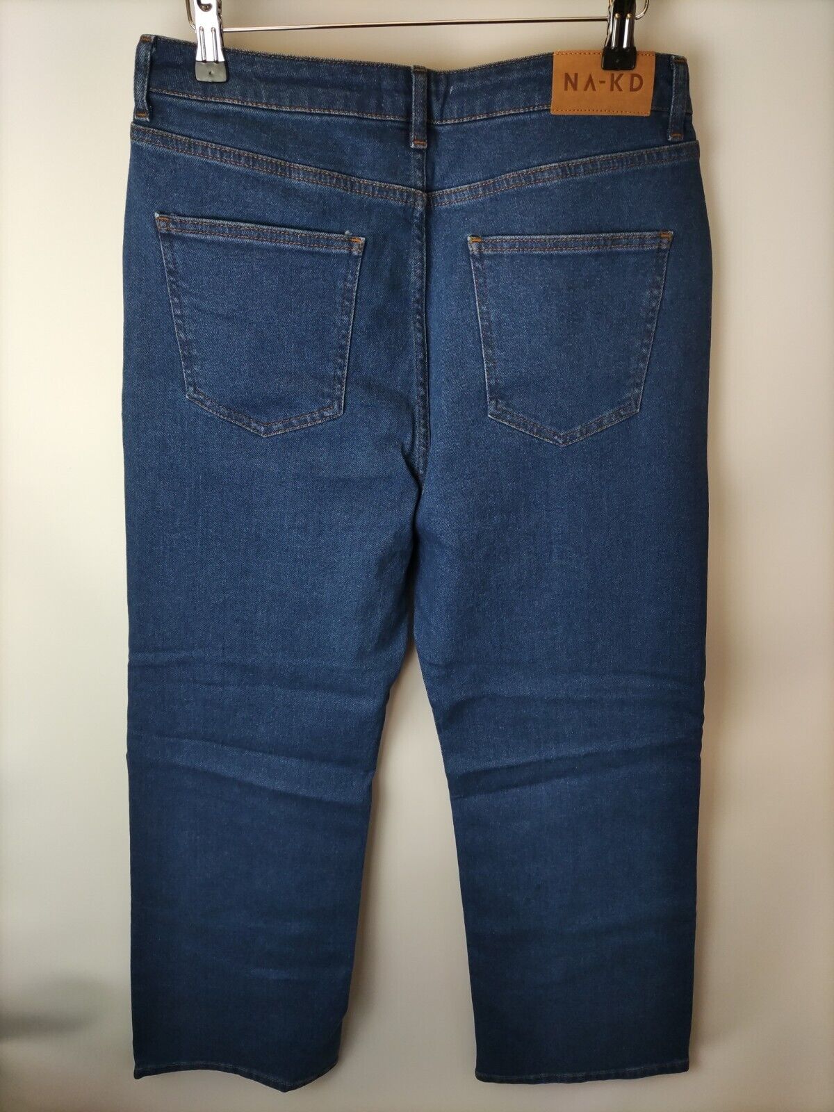 Na-kd Straight Leg High Waist Jeans. Mid Blue. UK 12. ****V29