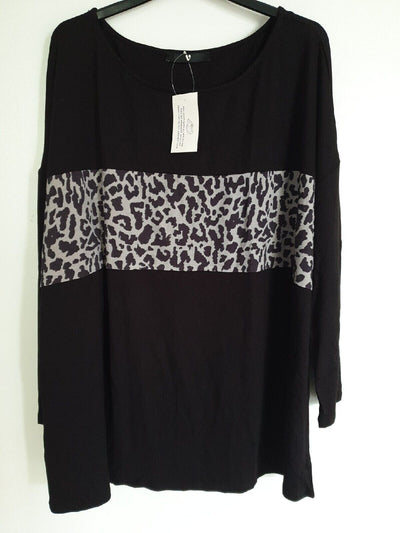 Black Animal Print Top Uk22****Ref V414