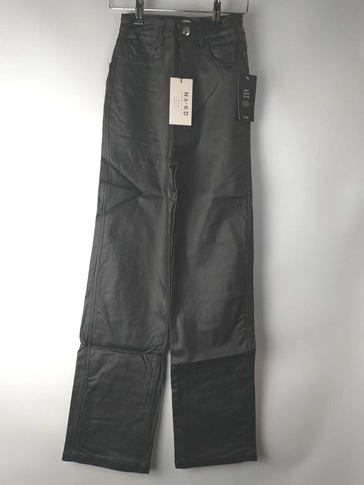NA-KD Nothing But Style Black Leather Jeans. UK 4 **** Ref V31