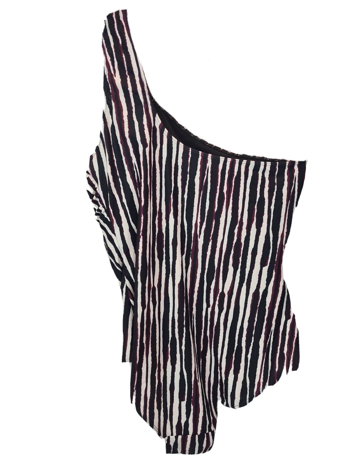 LTS Tall Black Stripe Print. Asymmetric. Cut Out Swimsuit. Size UK 20 **** V28