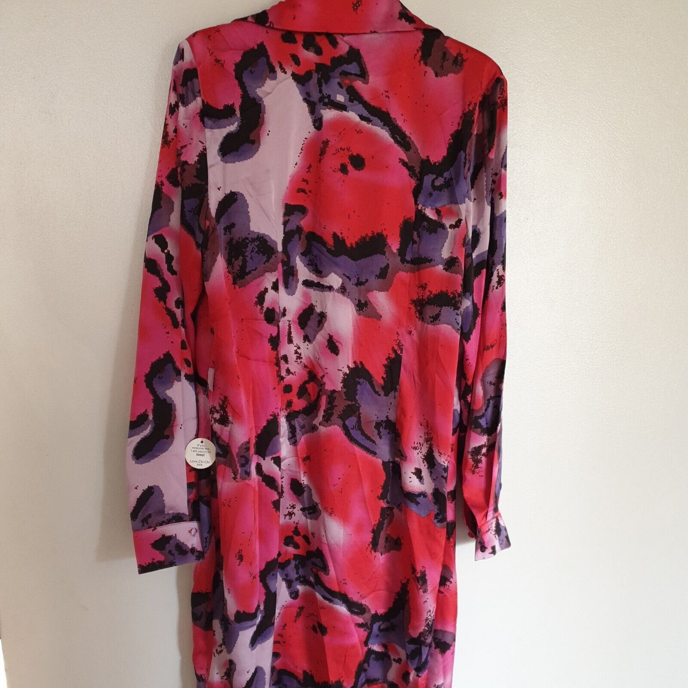 Chi Chi London Long Sleeve Abstract Print Wrap Skirt Dress Uk14****Ref V275