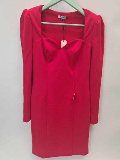 Chi Chi London Bodycon Party Dress. Long Sleeve. Red. Size UK 8 **** V355