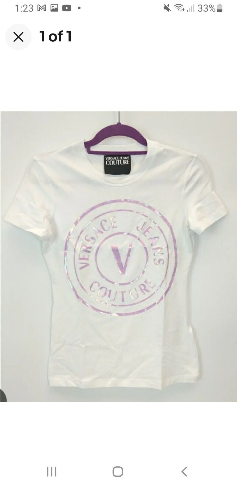 Versace Jeans Couture Jersey Stretch White Tshirt Size Medium ** V548