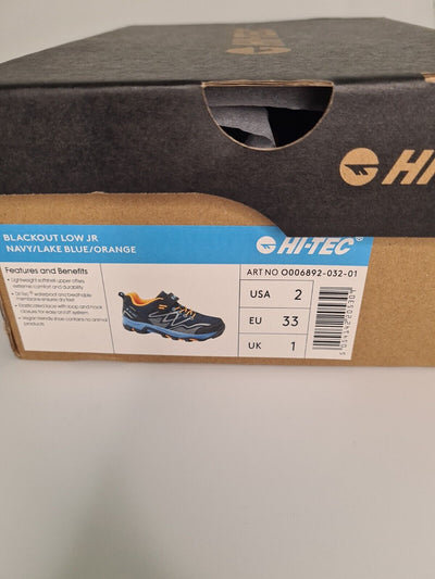 Hi-Tec Blackout Low JR Hicking Trainers Size UK 1 **** VS1