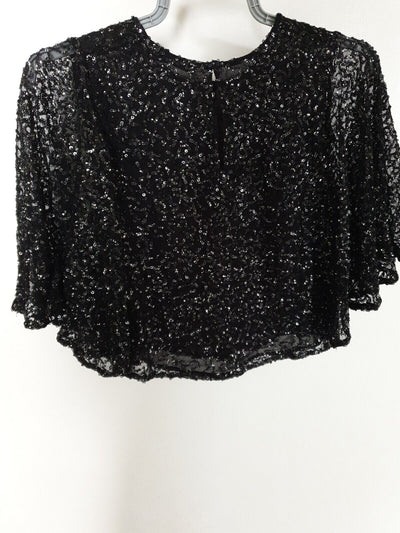 Mango Black Sequin Top Size uk6 Ref Lb8