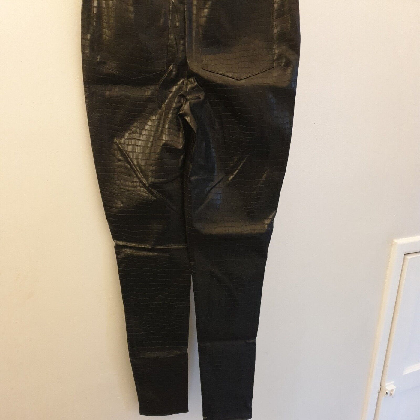 Missguided Black croc Faux Leather Trousers Uk6 High Waisted****Ref V80