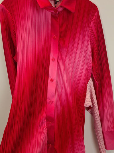 Missguided Tie Waist Shirt Dress Ombre Pink Size UK 12 **** V28