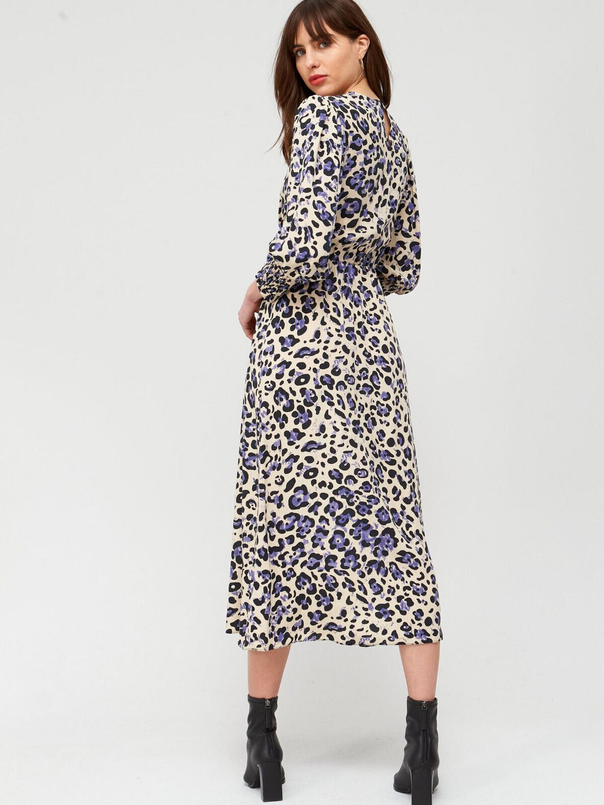 Tie Waist Midi Dress - Animal Print. UK 10. ****V429