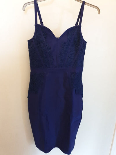 Lipsy Blue Lace Dress Uk12 Ref W22