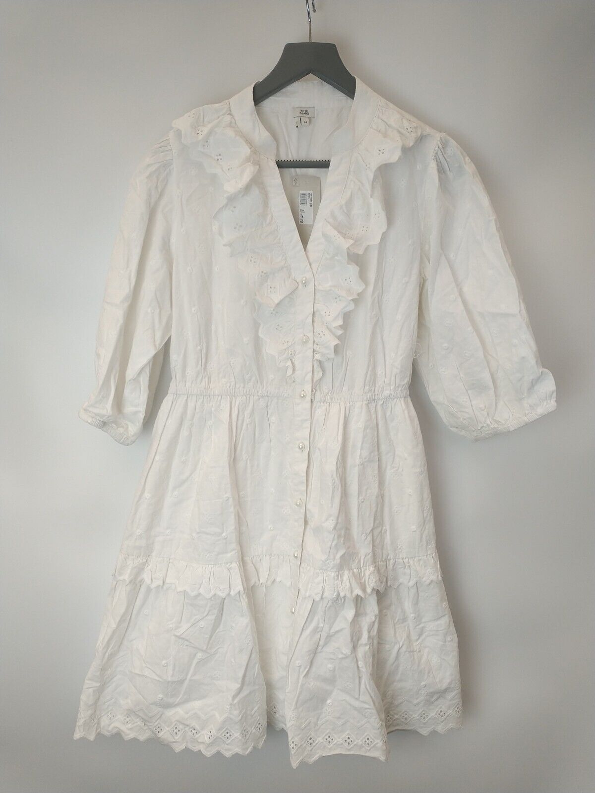 River Island White Fashion Button Up Dress. UK 6