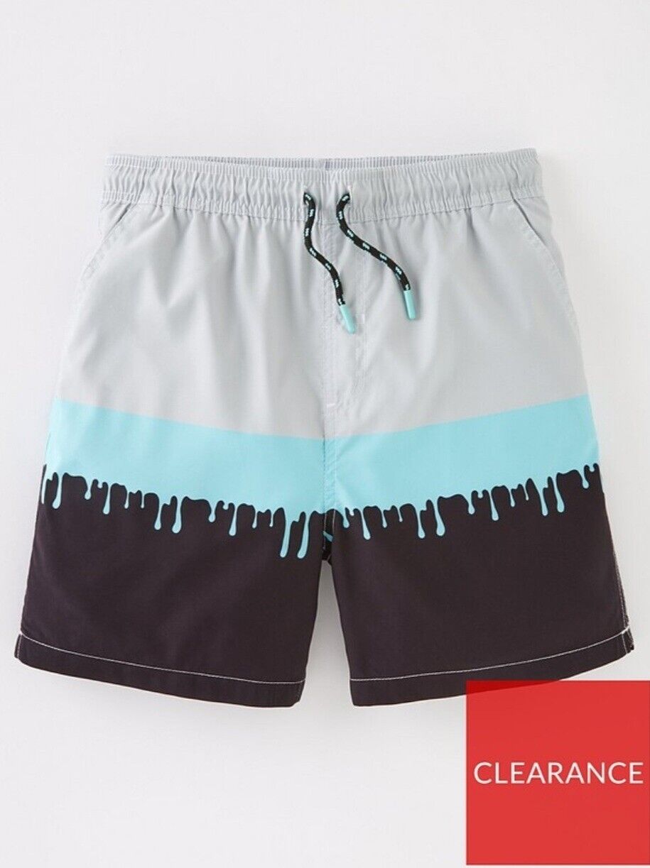 Boys 2 Pack Paint Plat And Drip Recycled Swim Shorts Size 13-14 Years **** V317