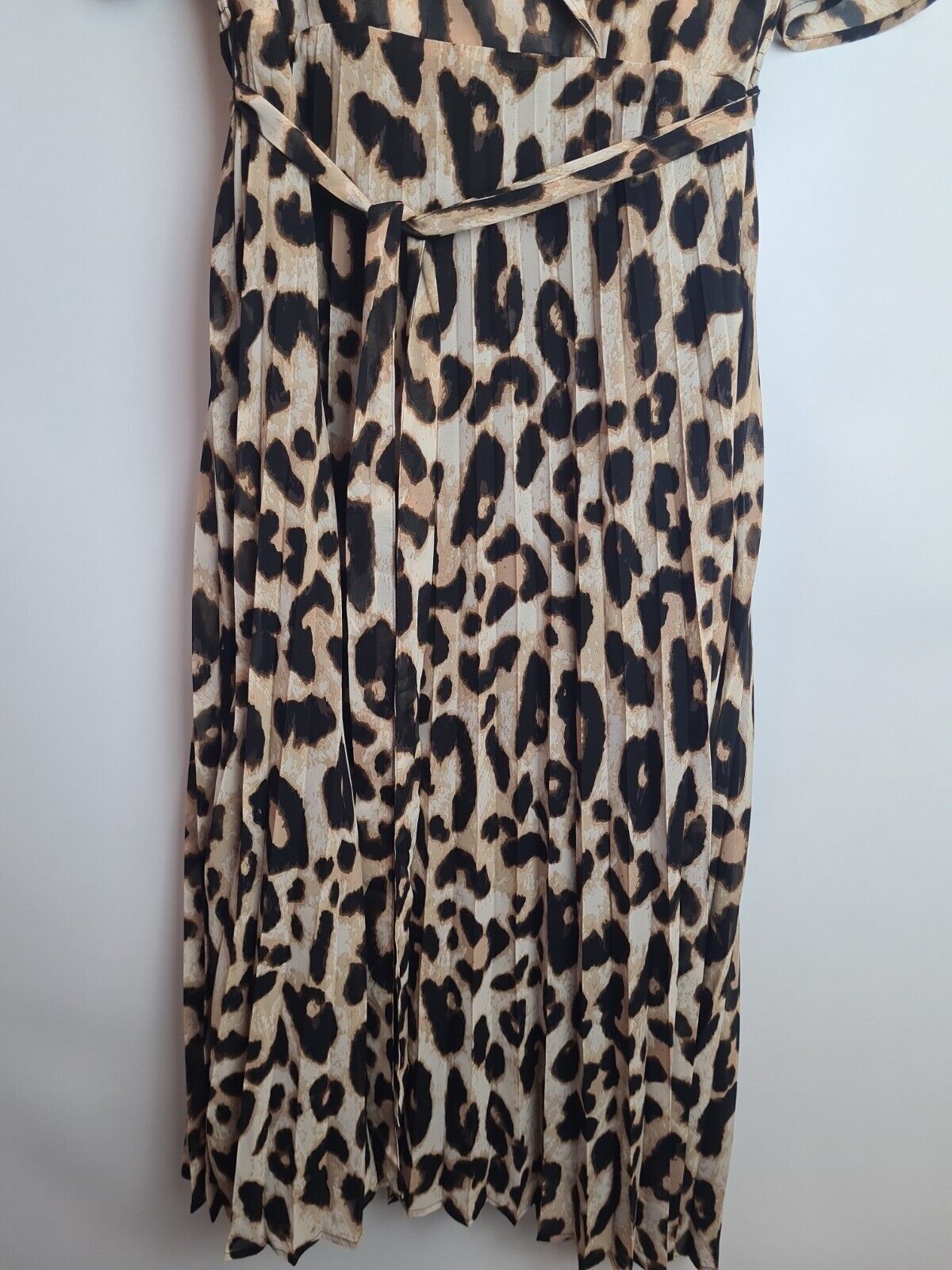 Womens Animal Print Pleated Wrap Collared Dress Size 14 **** V352