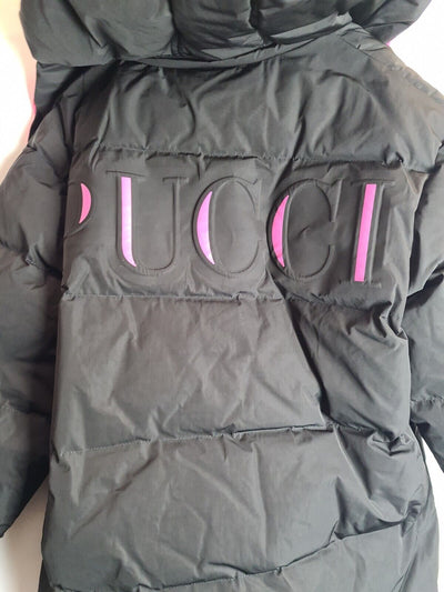 Emilio Pucci Girls Black Down Logo Coat Size 6 Years **** VH5