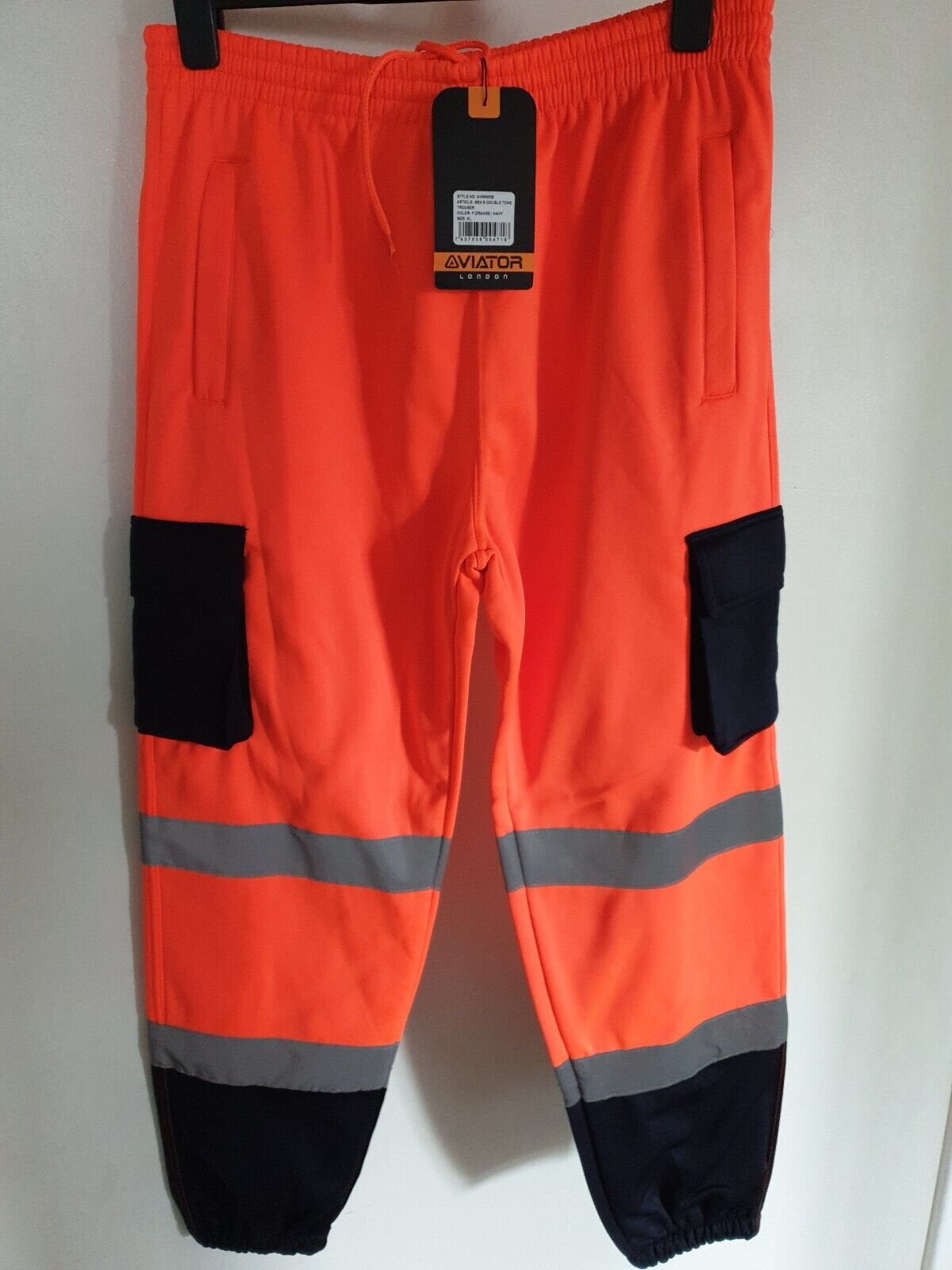 Aviator Mens Double Tone Trousers Orange/Navy Size XL Ref R9