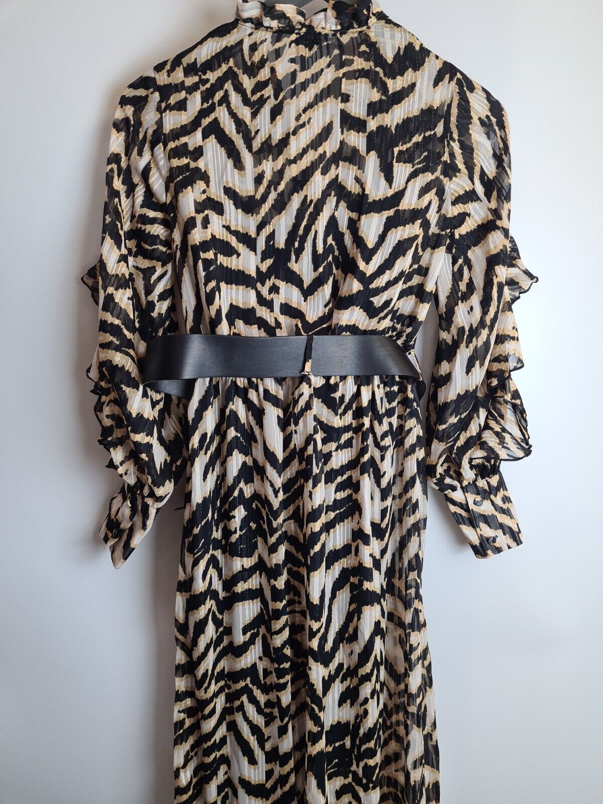 River Island Brown Animal Print Belted Midi Dress Size 6 **** V255