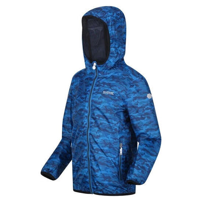 Regatta Kids' Packaway Blue Camo Waterproof Jacket Aged 9-10 Years *** V372