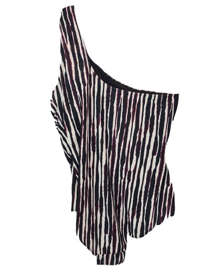 LTS Tall Black Stripe Print. Asymmetric. Cut Out Swimsuit. Size UK 16**** V353