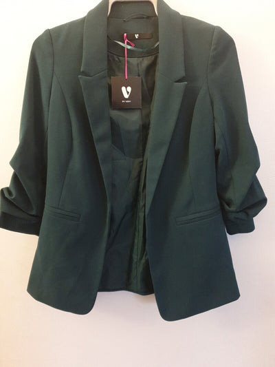 Womens Casual Blazer Open Front Long Sleeve-Dark Green. Uk8