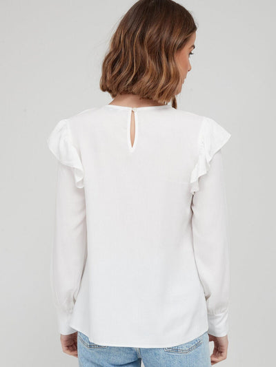 Ruffle Shoulder Blouse – White. UK 14 **** V225