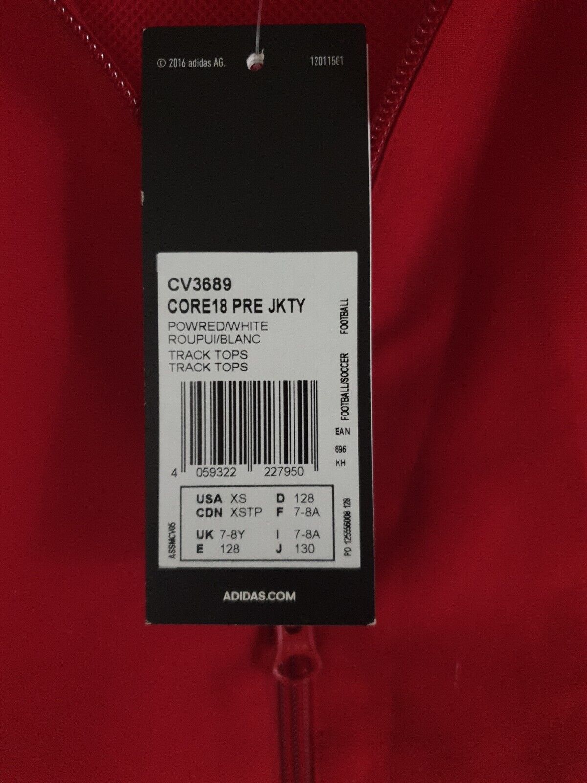 Adidas Core 18 Track Jacket Red Uk Size 7-8y Ref Mu15