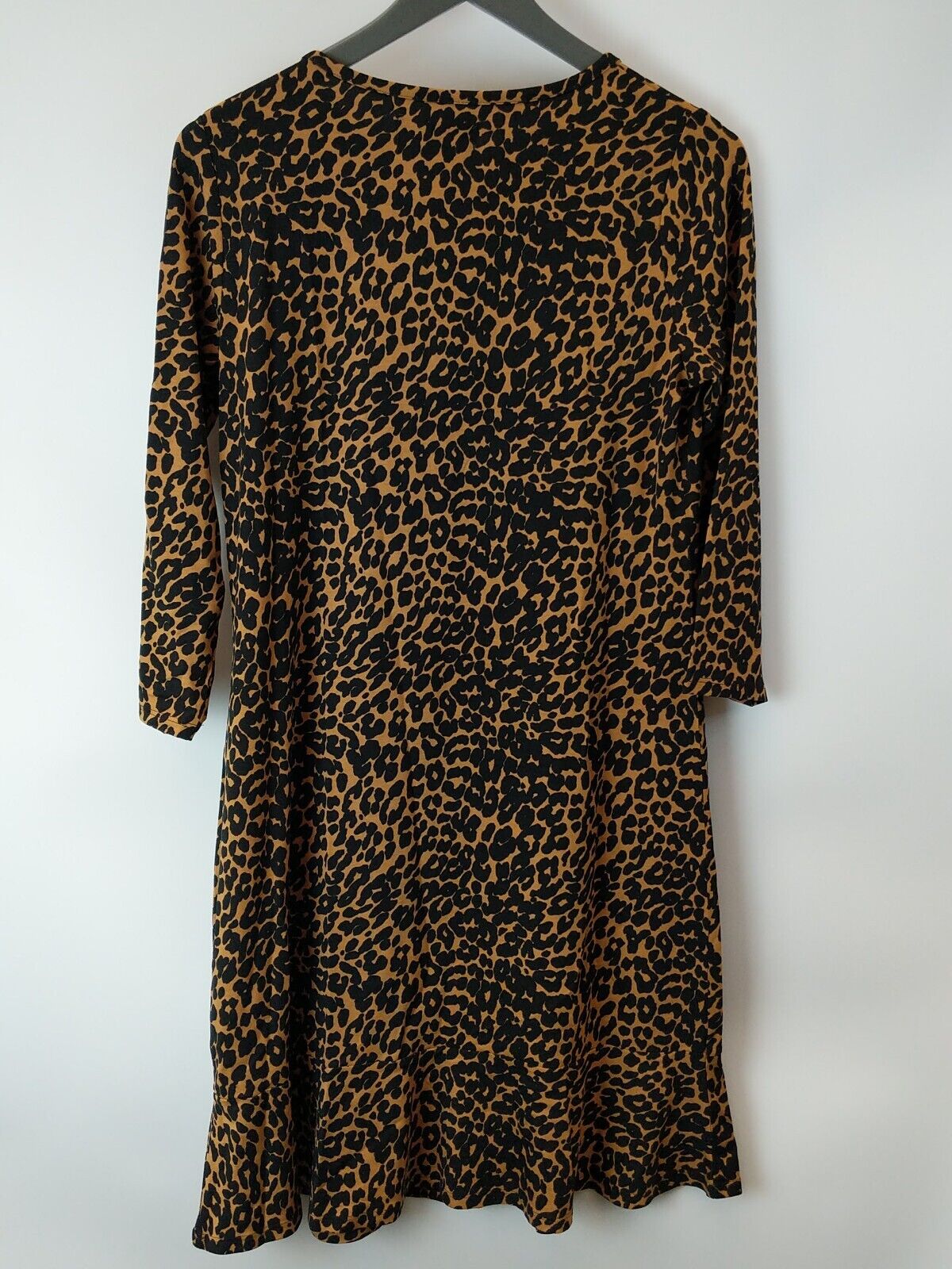 Sosandar Brown Animal Print Relaxed Sleeved Shift Dress Size UK 14 **** V9