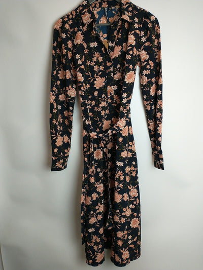 Pieces Tall Pchember Shirt Dress - Black Floral. Size XS