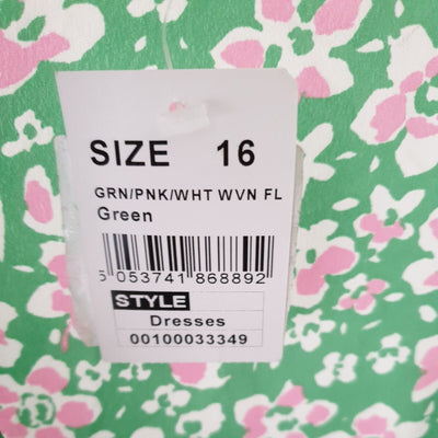 Quiz Green/pink Floral Dress Size 16****Ref V223