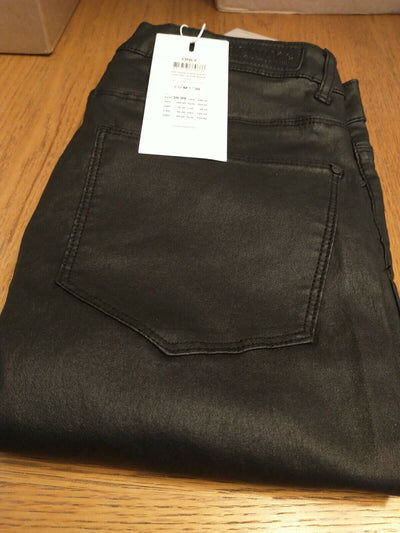 Only Anne K Mid Waist Coated Trousers. EU M/30". Black. New Ref Y2